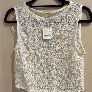 Free People Off White Lace Top Sz L NWT